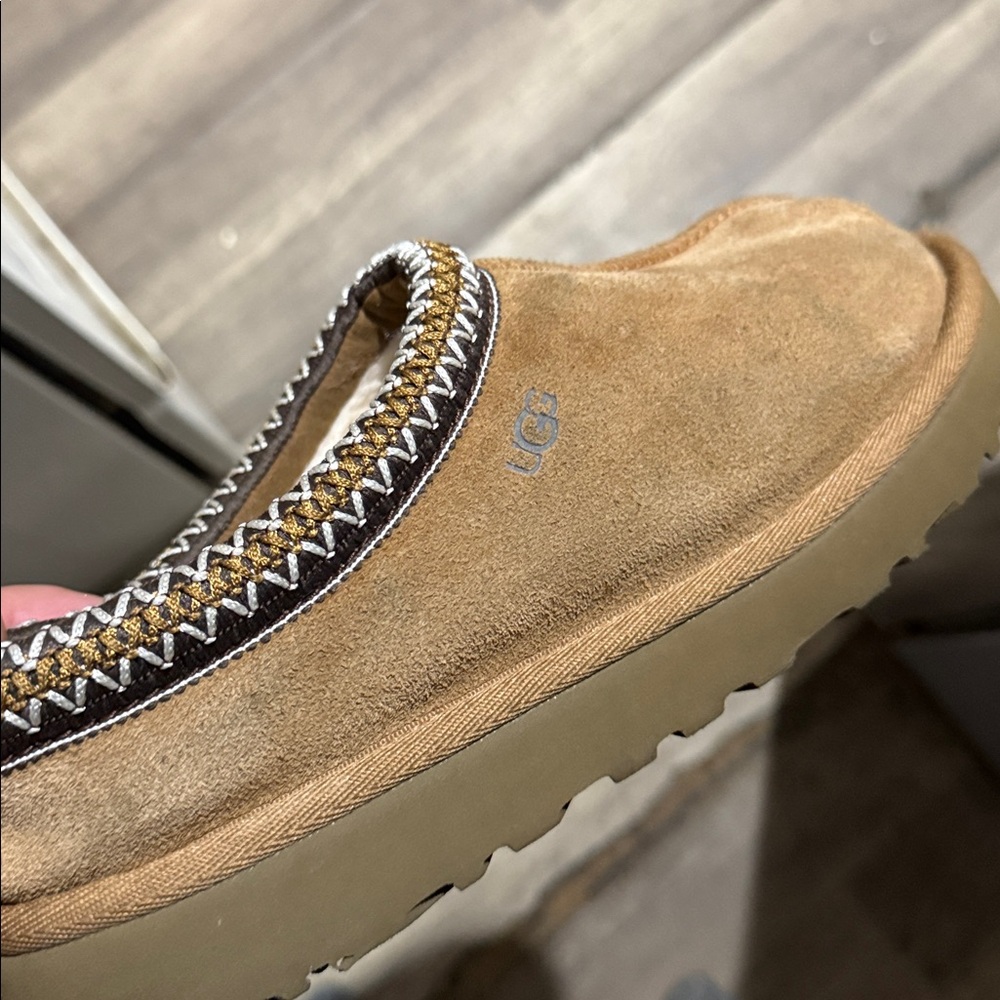 UGG Tasman II Chestnut Suede Shearling Lined Slip On Clogs Womens EU 39 US 8